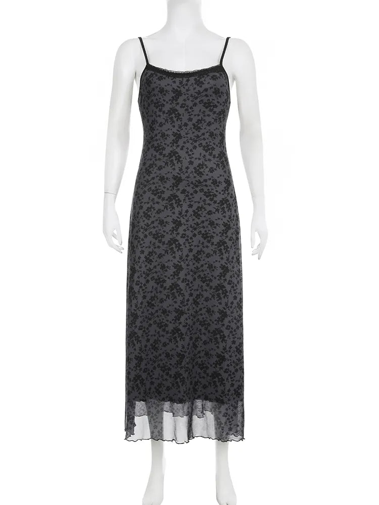 Summer Long Dress Streetwear Loose Fit Spaghetti Strap