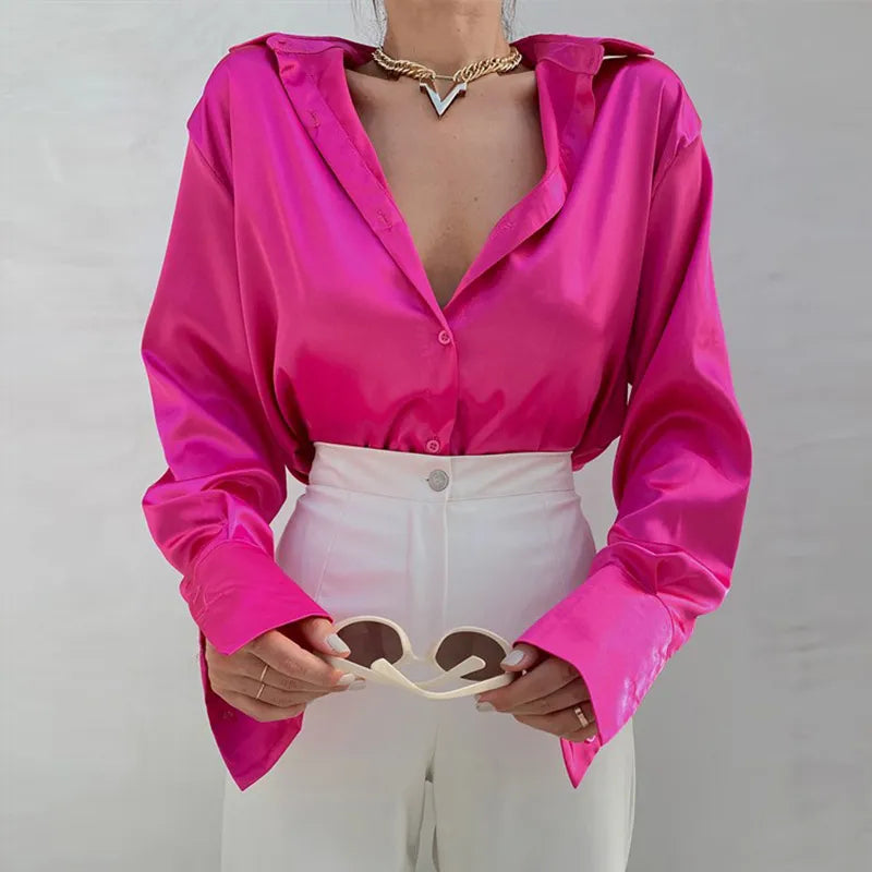 Womens Loose Button Up Top