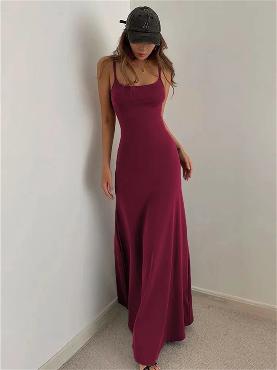 Womens Sleeveless Spaghetti Strap Dress