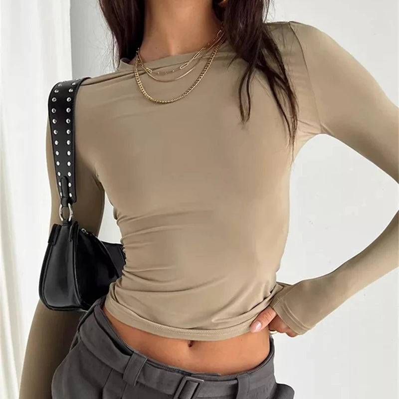 Women Long Sleeve Crop Top