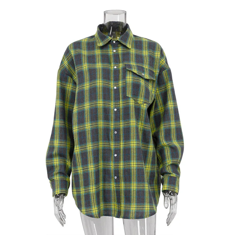 Vintage Loose Plaid Women'S Shirt