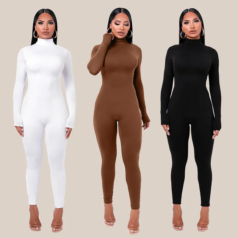 Women's Jumpsuit High Collar Long Sleeve Slim Jumpsuit