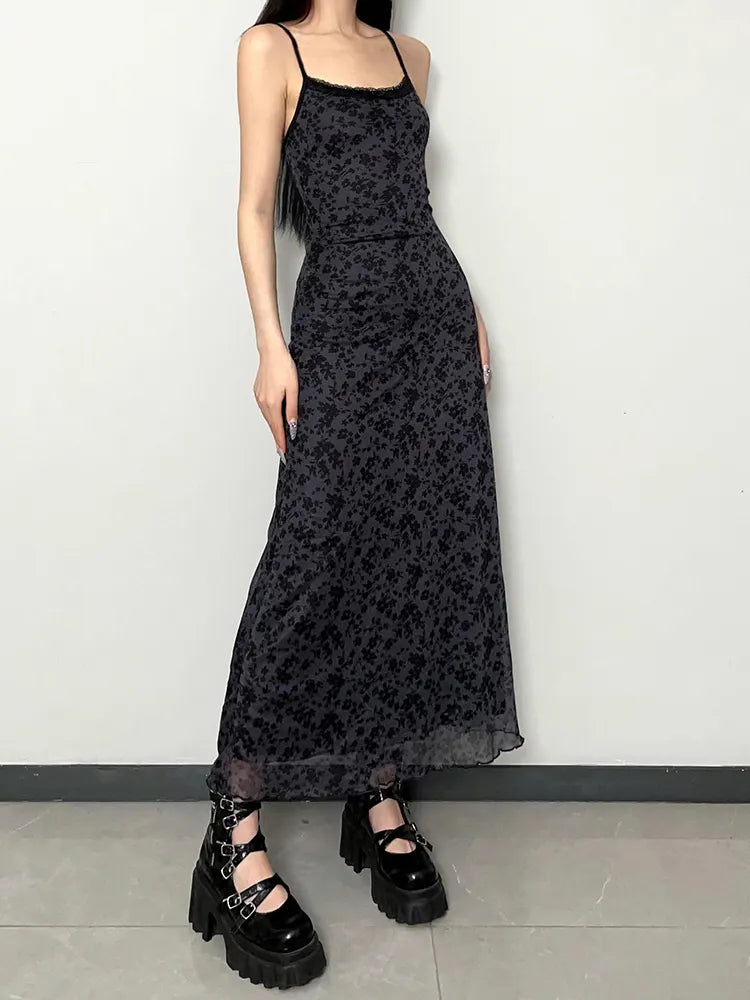 Summer Long Dress Streetwear Loose Fit Spaghetti Strap