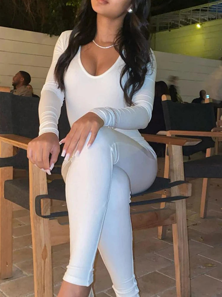 Women's Rompers Long Sleeve Solid Jumpsuits