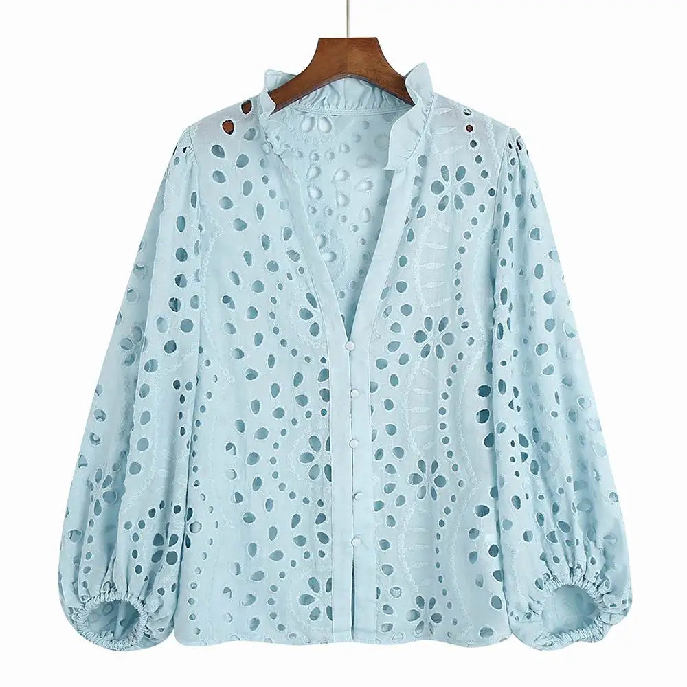 Womens Embroidered Long Sleeve Blouse