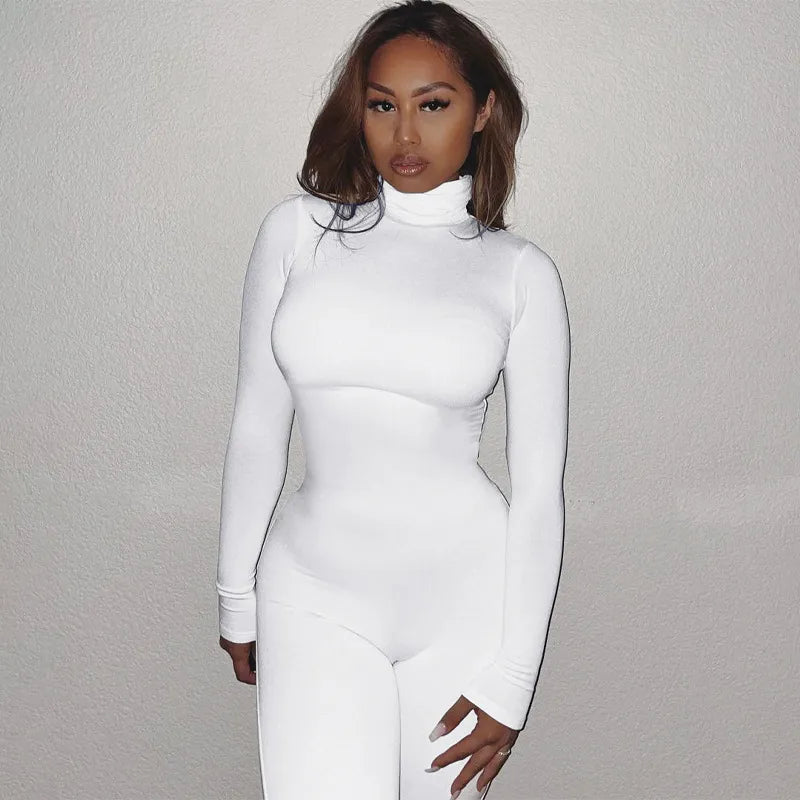 Women's Jumpsuit High Collar Long Sleeve Slim Jumpsuit