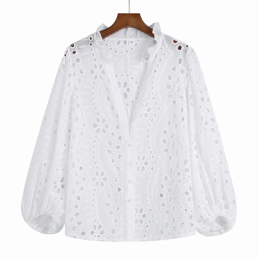 Womens Embroidered Long Sleeve Blouse